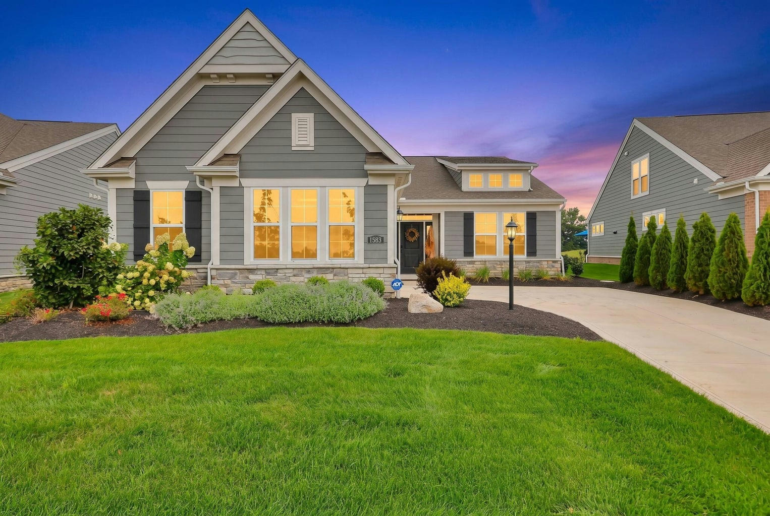 1583 Goldwell Drive, Sunbury OH - twilight exterior